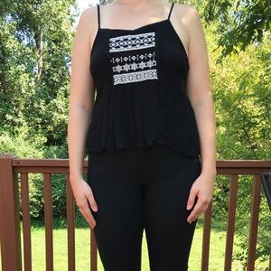 Black Embroidered Tank top